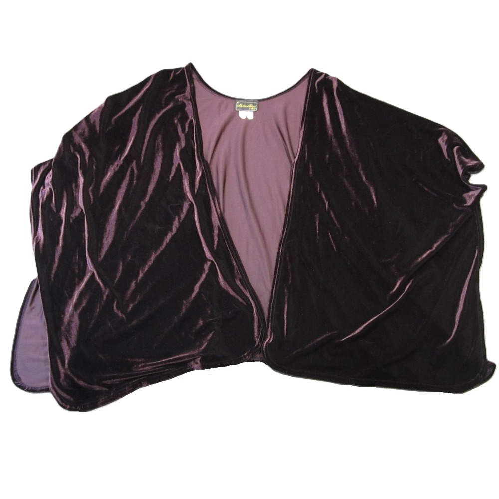 Vtg Velvet Cardigan Shawl Wrap OS Purple Whimsigoth Boho Witchy 80s 90s Romantic